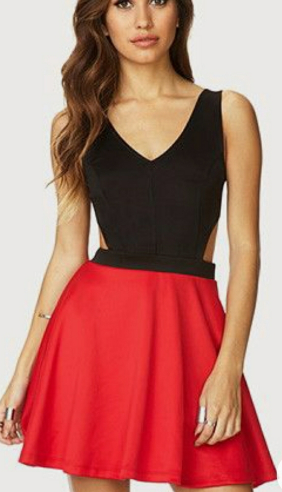 Red Black Skater Dress